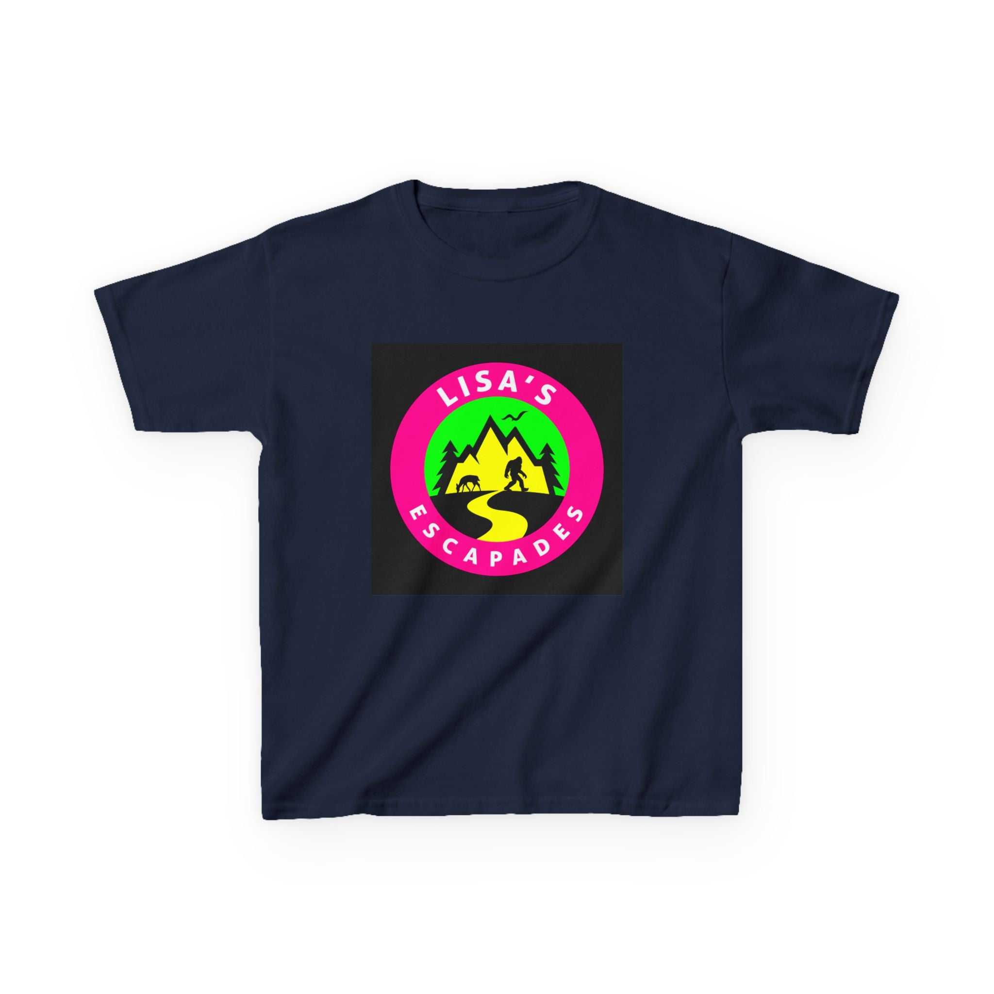 Kids Tee — "Lisa's Escapades" Colorful Mountain Adventure Logo