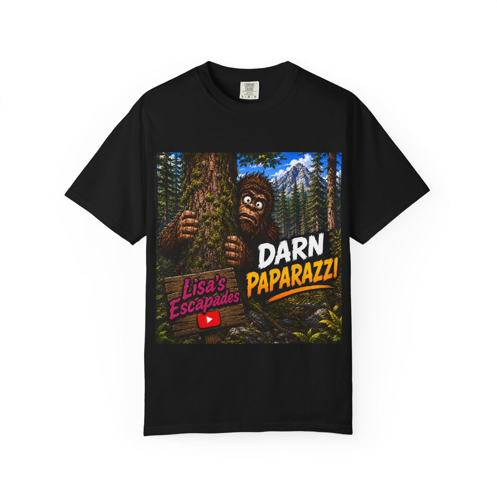 T-Shirt — "Darn Paparazzi!" Bigfoot YouTuber Graphic (Lisa’s Escapades)