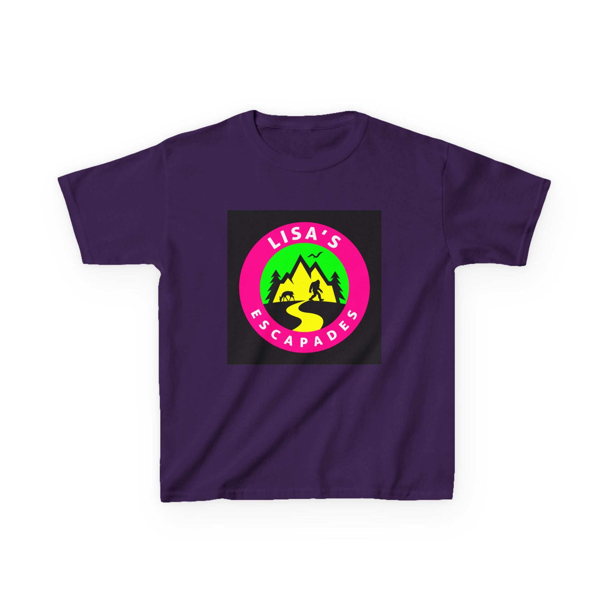 Kids Tee — "Lisa's Escapades" Colorful Mountain Adventure Logo