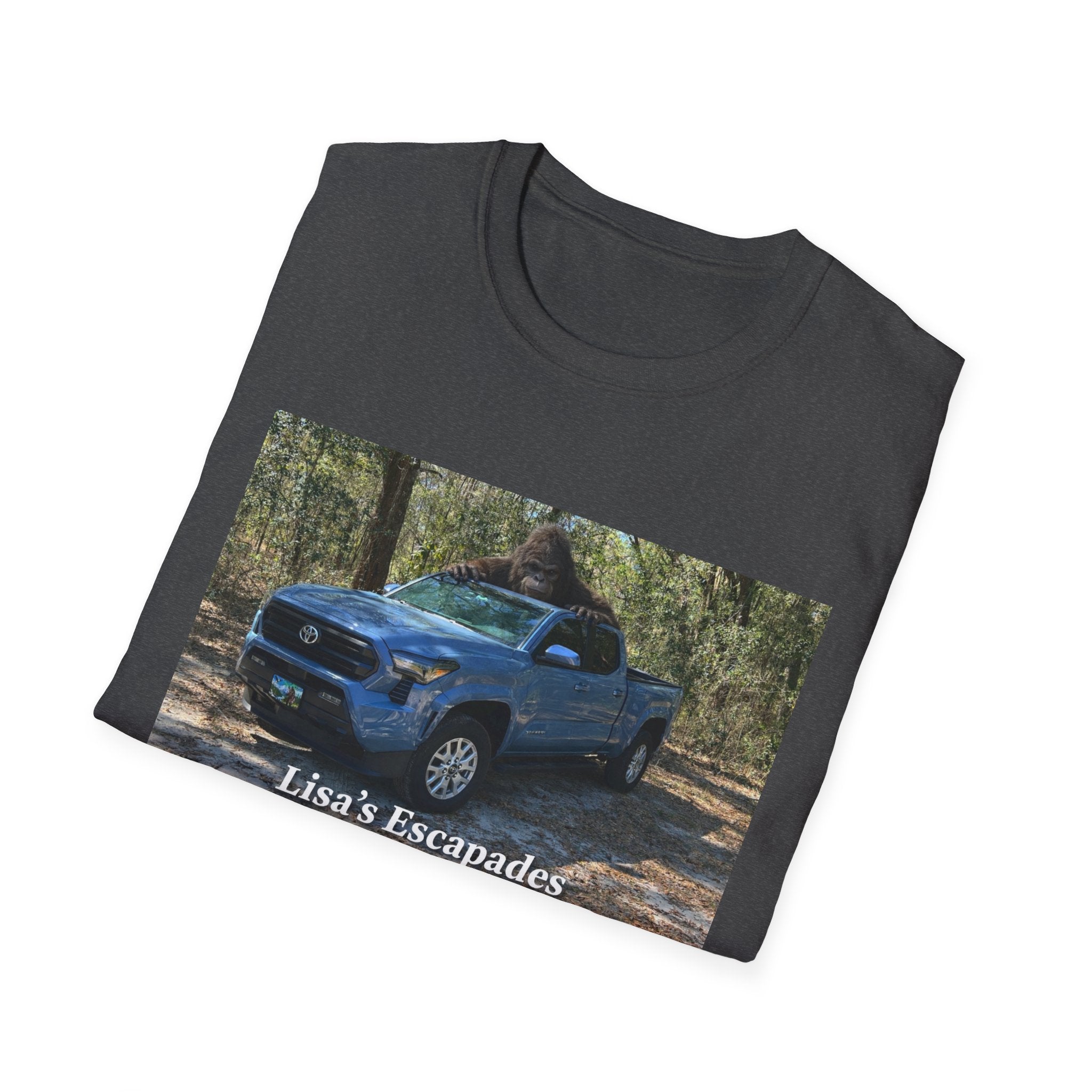 T-Shirt — "Lisa's Escapades" Blue Truck Outdoors Graphic