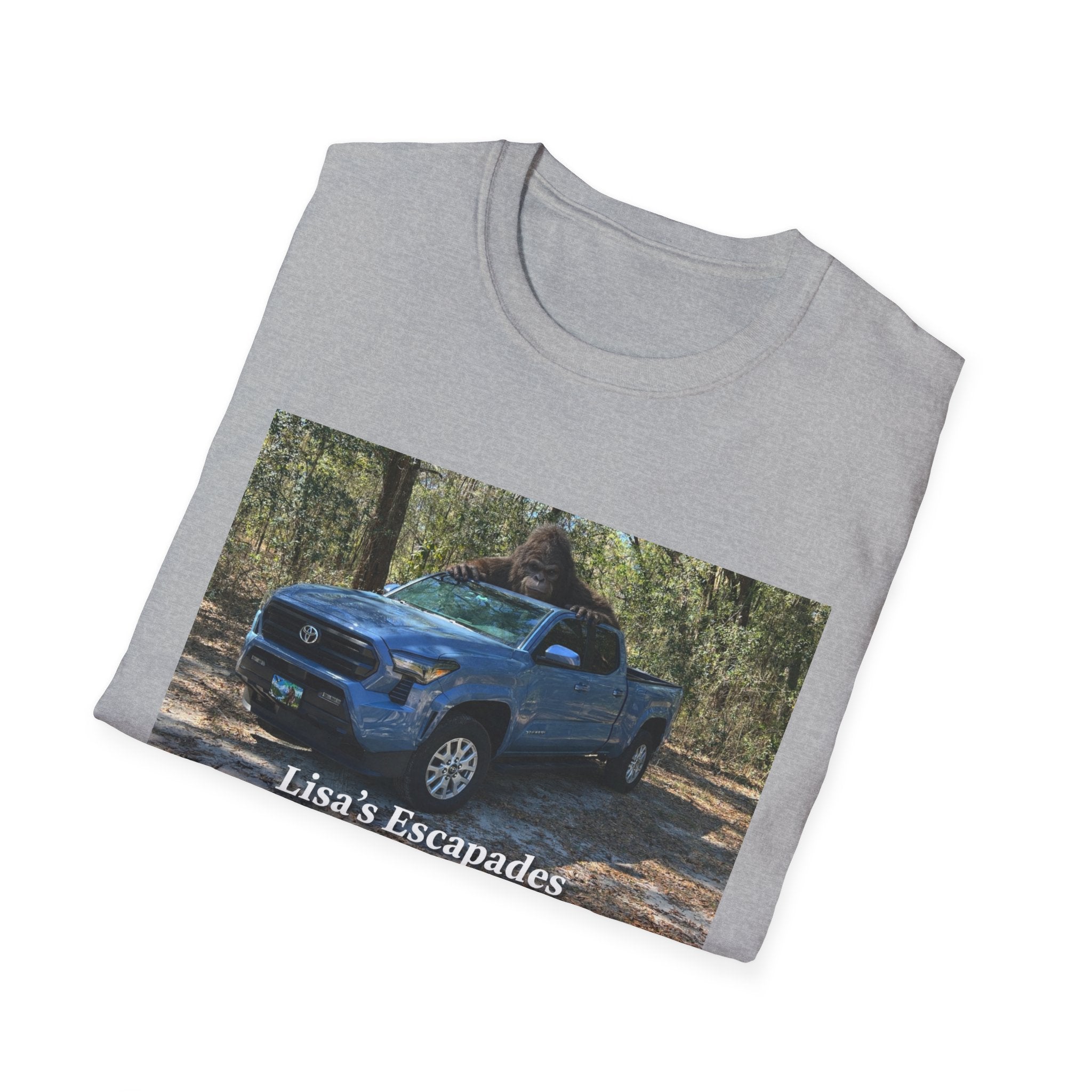 T-Shirt — "Lisa's Escapades" Blue Truck Outdoors Graphic