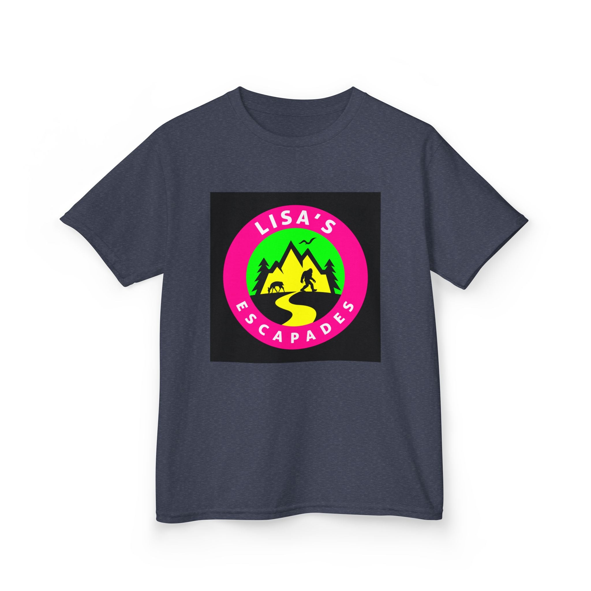 Kids Tee — "Lisa's Escapades" Colorful Mountain Adventure Logo