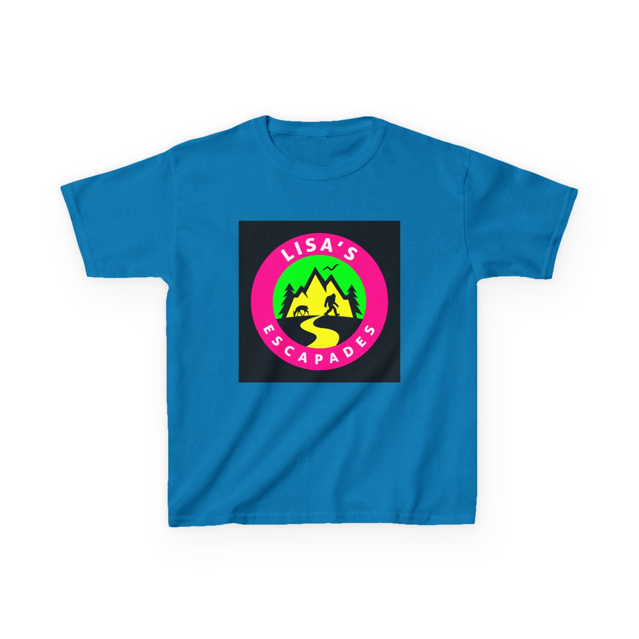 Kids Tee — "Lisa's Escapades" Colorful Mountain Adventure Logo