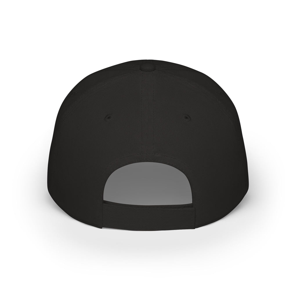 Red Low-Profile Baseball Cap with Pink Circle Mountain Patch