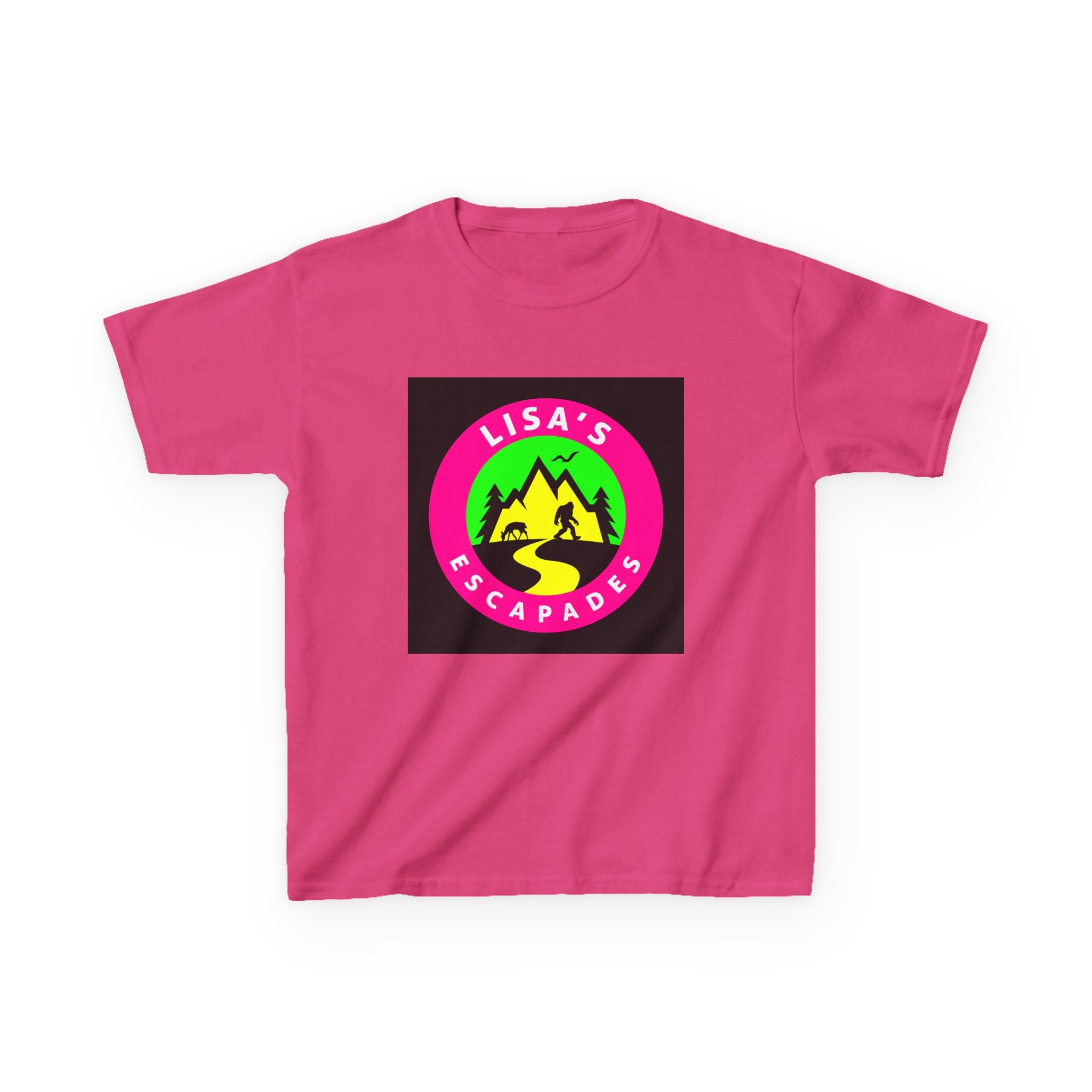 Kids Tee — "Lisa's Escapades" Colorful Mountain Adventure Logo