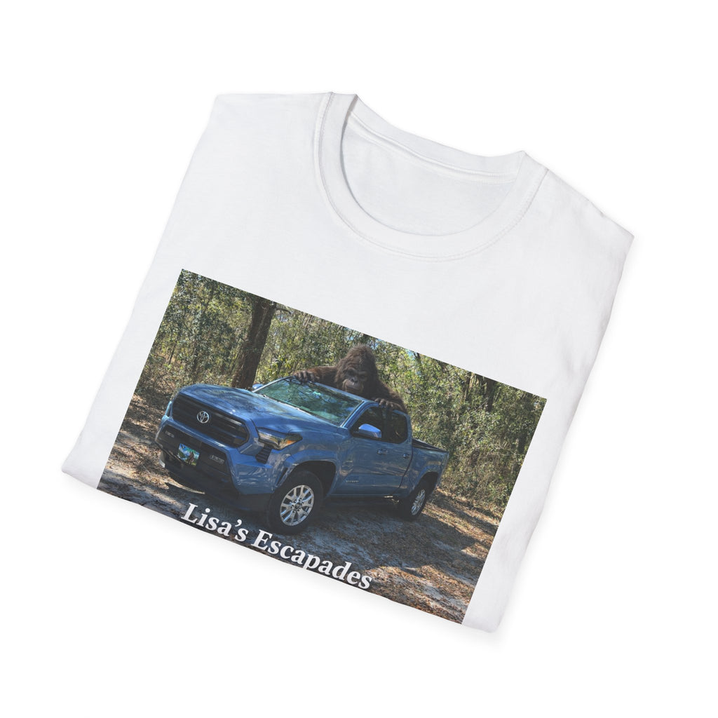 T-Shirt — "Lisa's Escapades" Blue Truck Outdoors Graphic