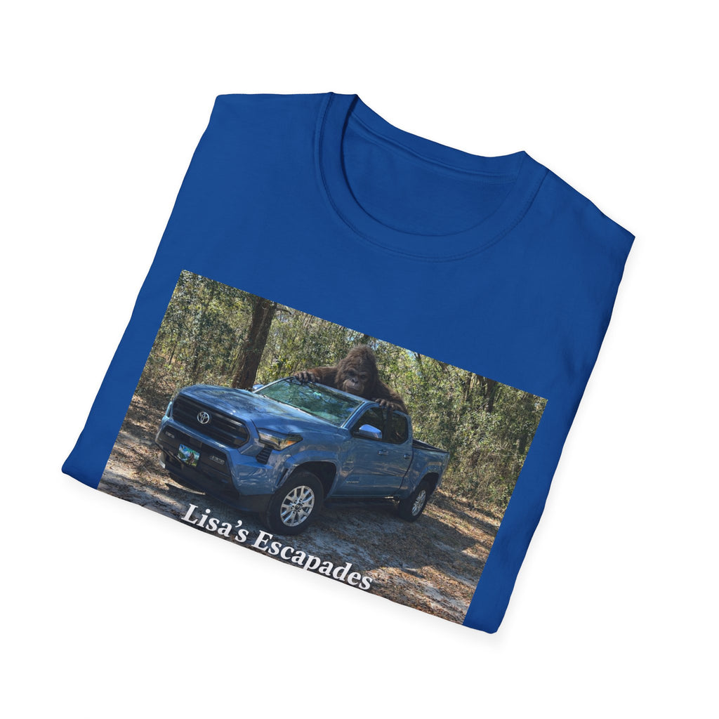 T-Shirt — "Lisa's Escapades" Blue Truck Outdoors Graphic