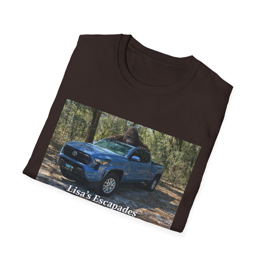 T-Shirt — "Lisa's Escapades" Blue Truck Outdoors Graphic