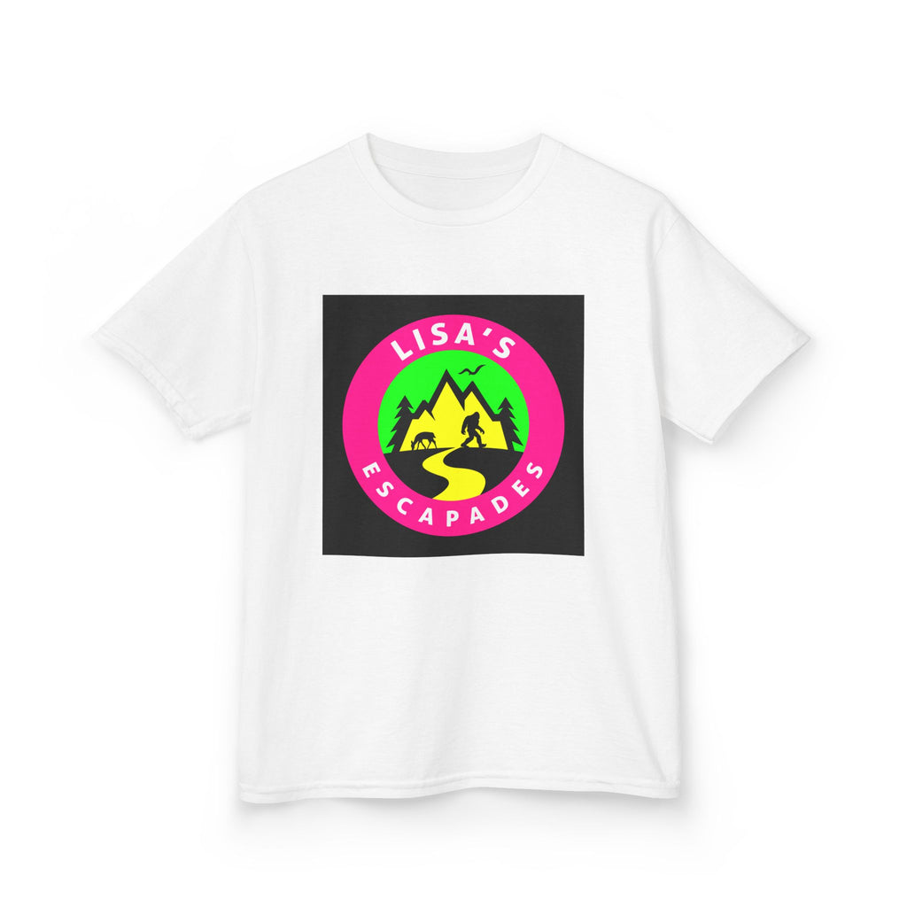 Kids Tee — "Lisa's Escapades" Colorful Mountain Adventure Logo