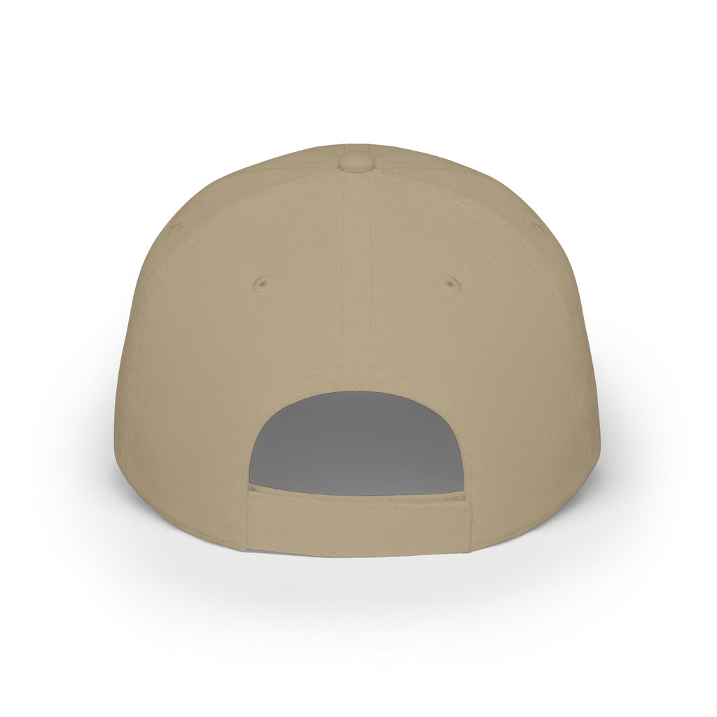 Red Low-Profile Baseball Cap with Pink Circle Mountain Patch