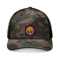 Embroidered Camo Trucker Hat — Tactical Mesh Cap with Floral Logo