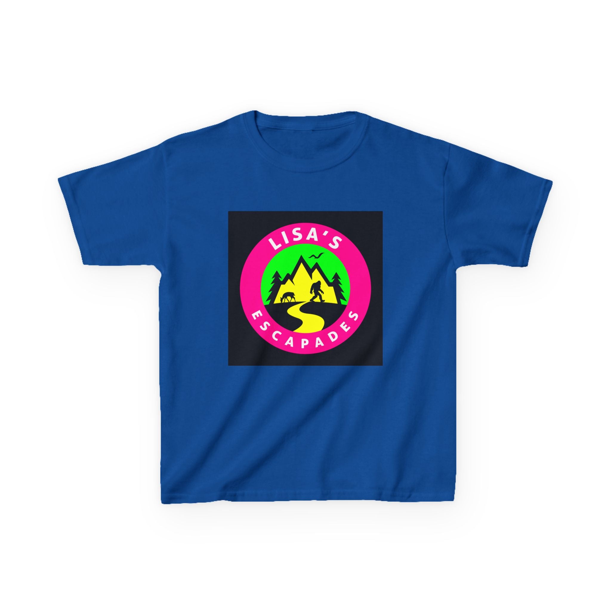 Kids Tee — "Lisa's Escapades" Colorful Mountain Adventure Logo