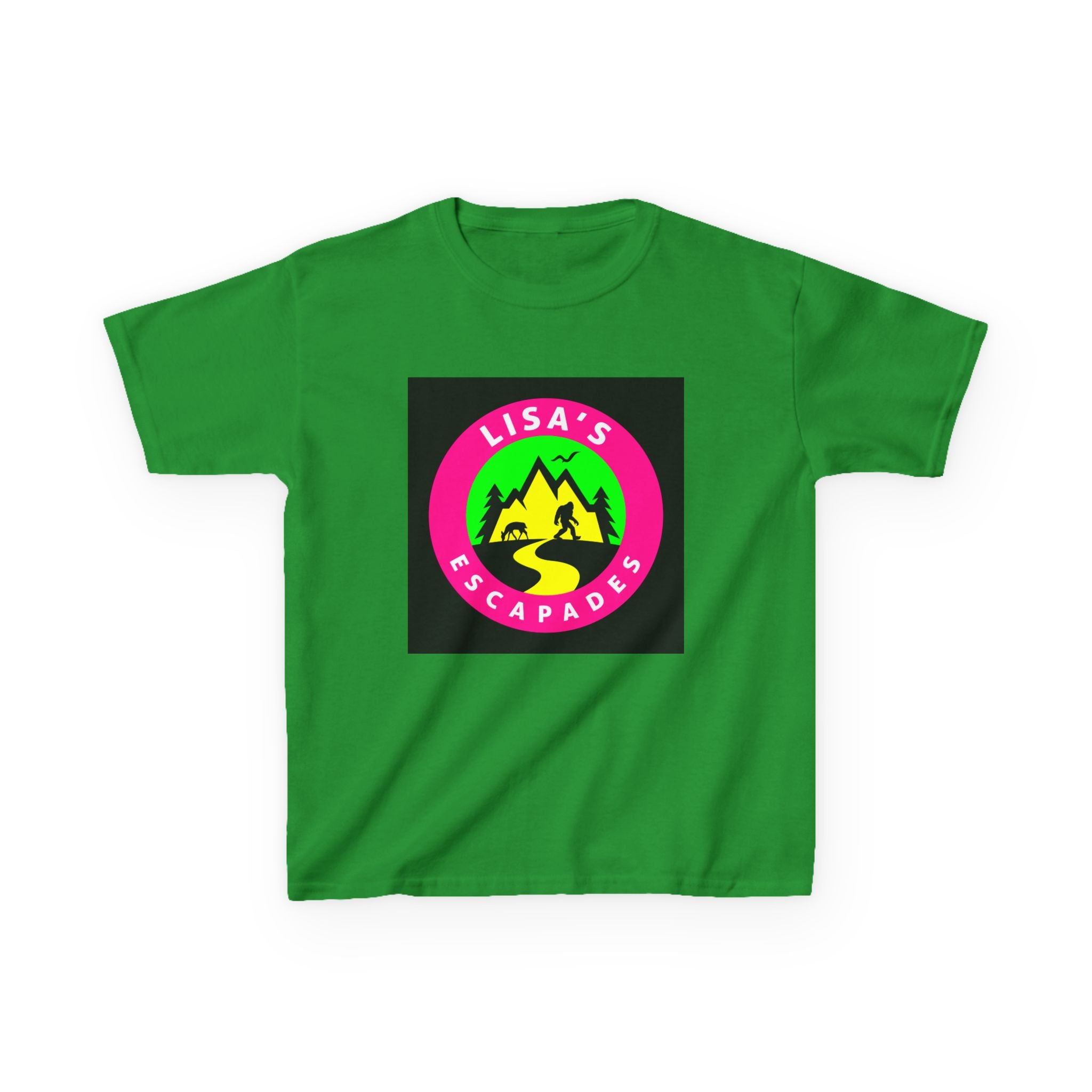 Kids Tee — "Lisa's Escapades" Colorful Mountain Adventure Logo