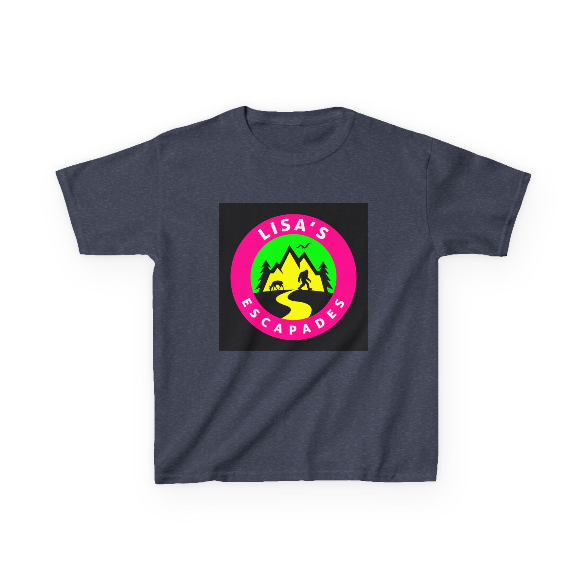 Kids Tee — "Lisa's Escapades" Colorful Mountain Adventure Logo