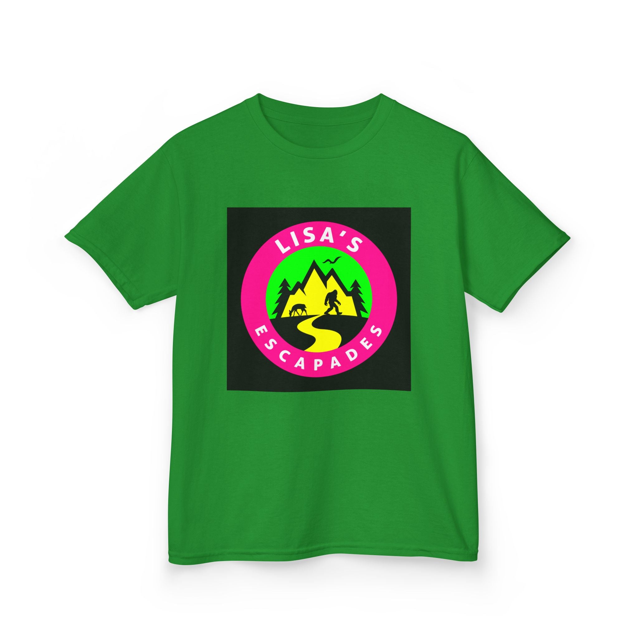 Kids Tee — "Lisa's Escapades" Colorful Mountain Adventure Logo