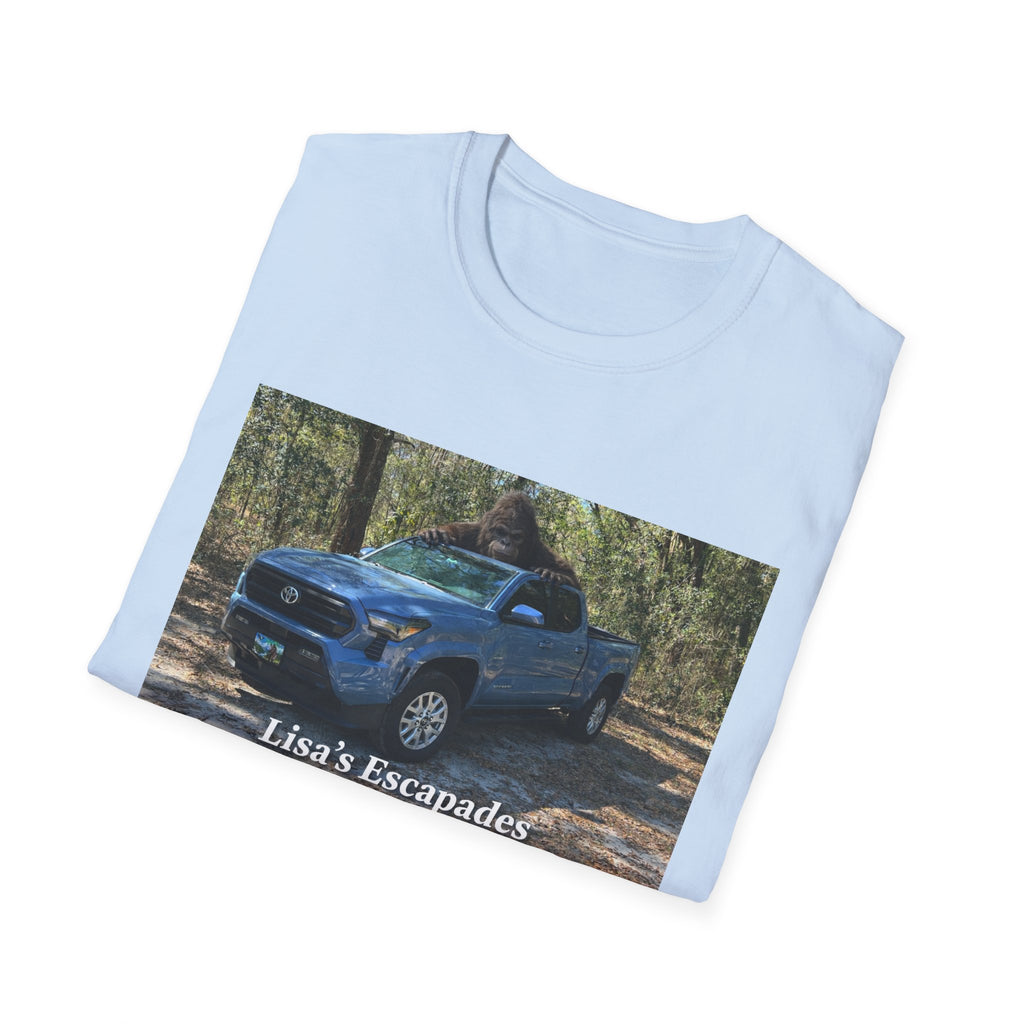 T-Shirt — "Lisa's Escapades" Blue Truck Outdoors Graphic