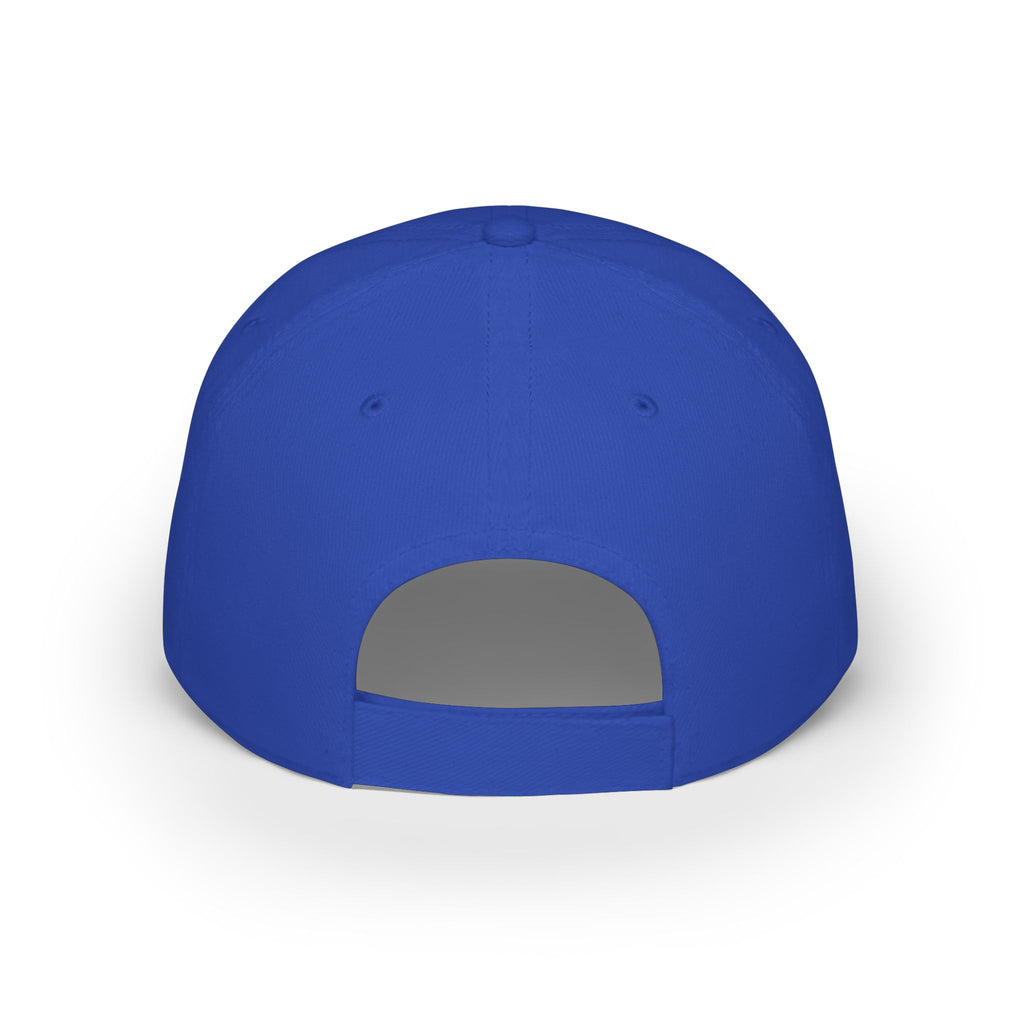 Red Low-Profile Baseball Cap with Pink Circle Mountain Patch