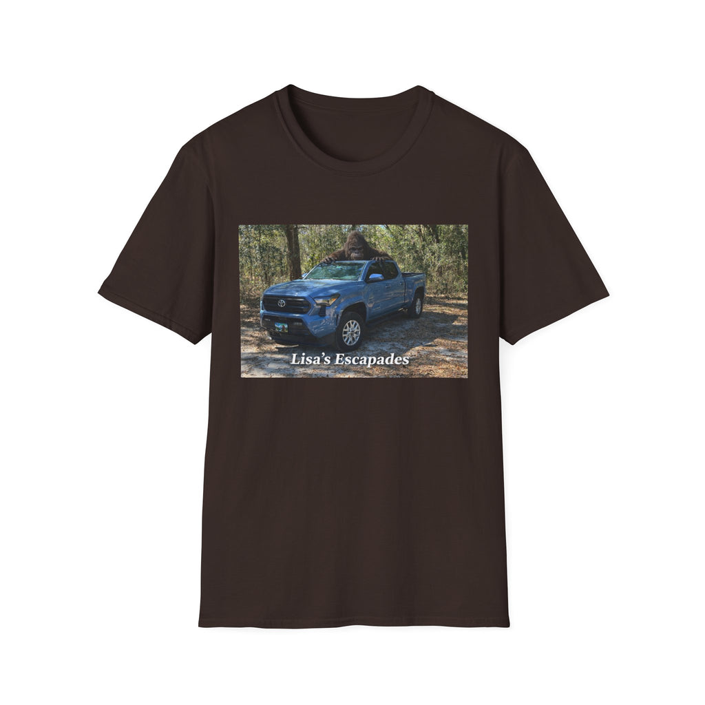 T-Shirt — "Lisa's Escapades" Blue Truck Outdoors Graphic