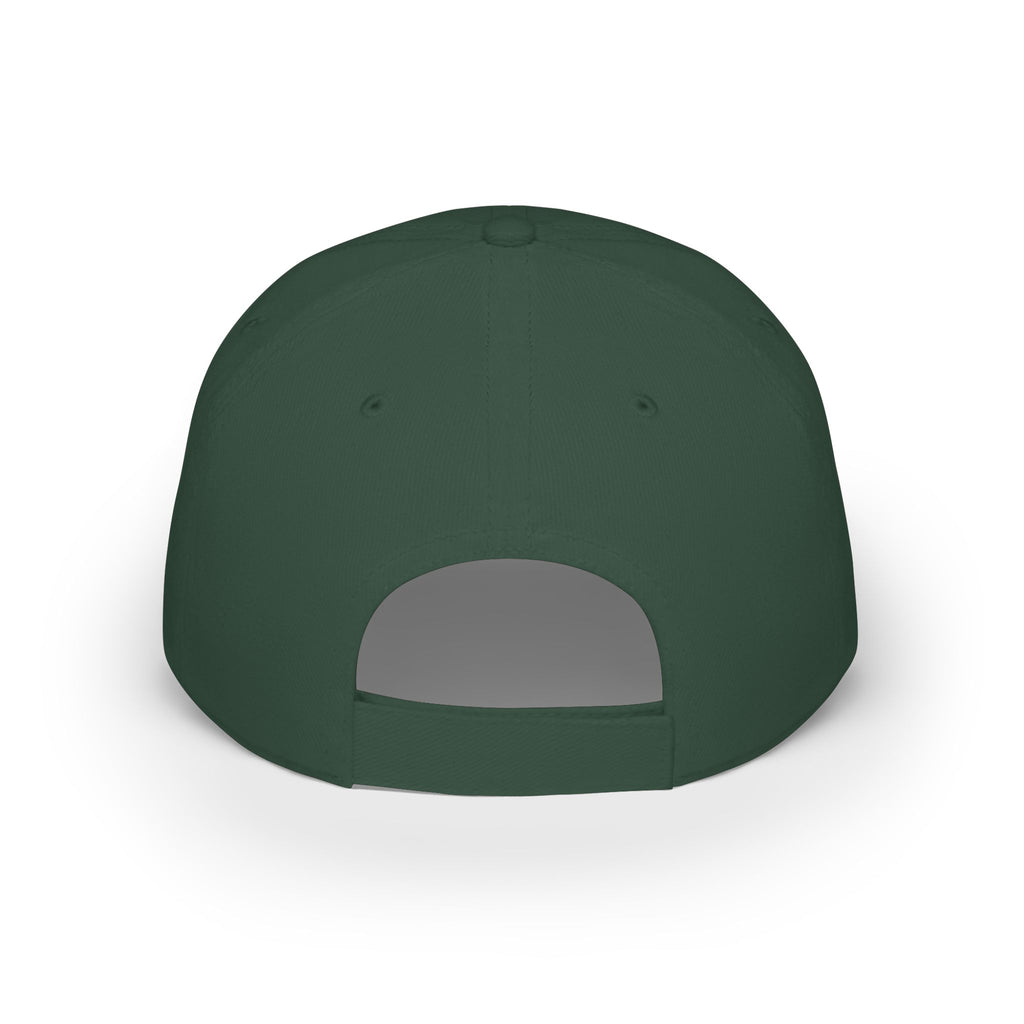 Red Low-Profile Baseball Cap with Pink Circle Mountain Patch