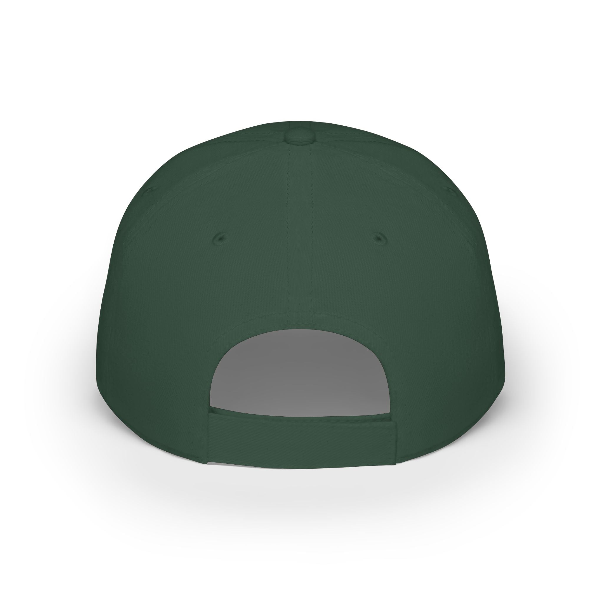 Red Low-Profile Baseball Cap with Pink Circle Mountain Patch