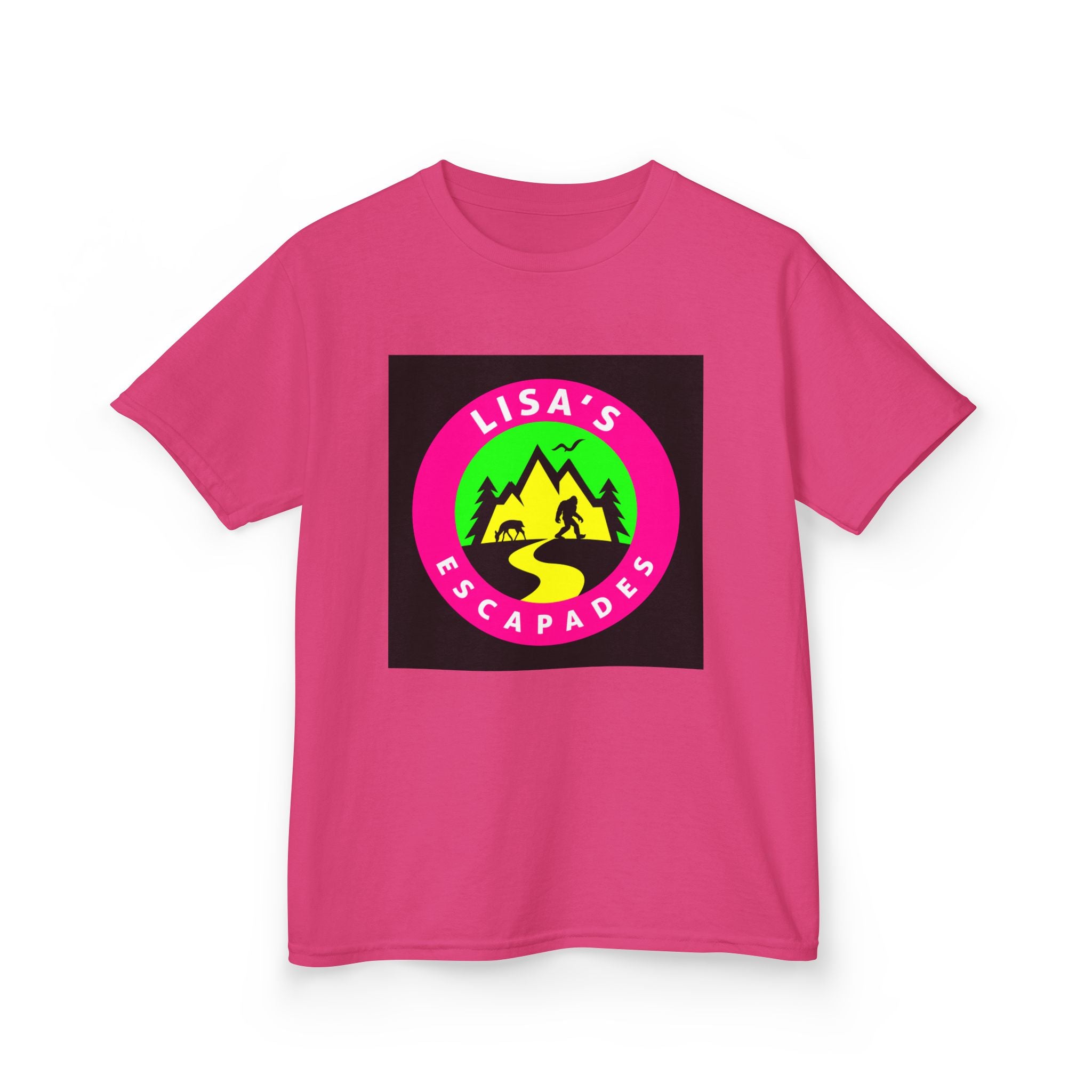 Kids Tee — "Lisa's Escapades" Colorful Mountain Adventure Logo