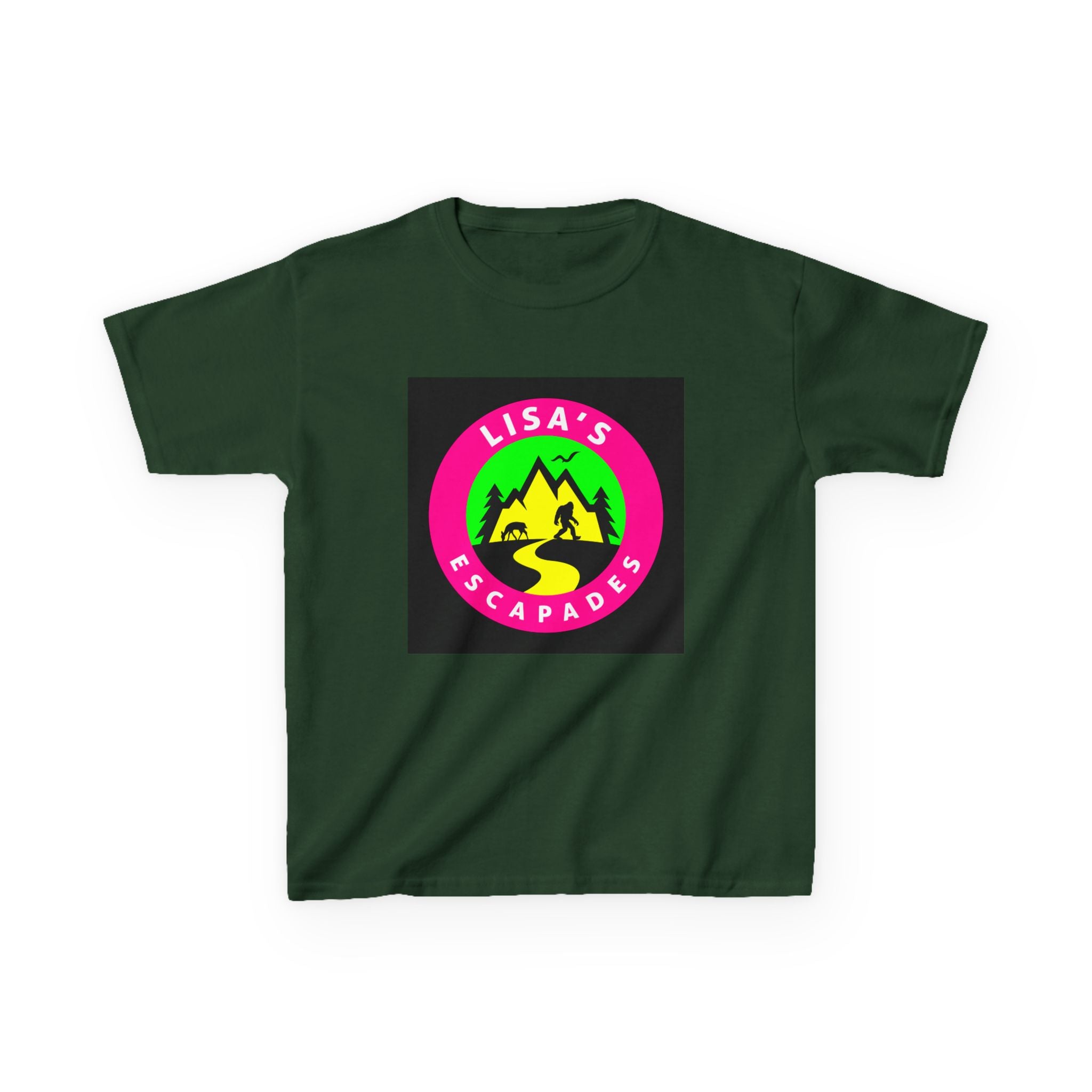 Kids Tee — "Lisa's Escapades" Colorful Mountain Adventure Logo