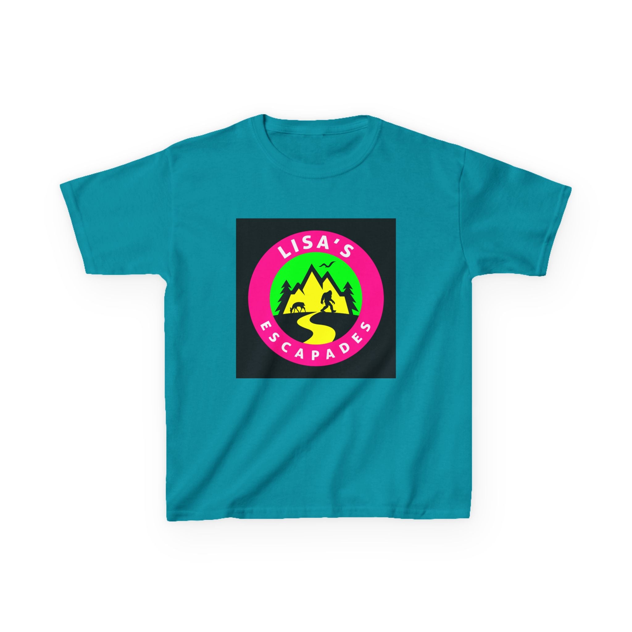 Kids Tee — "Lisa's Escapades" Colorful Mountain Adventure Logo