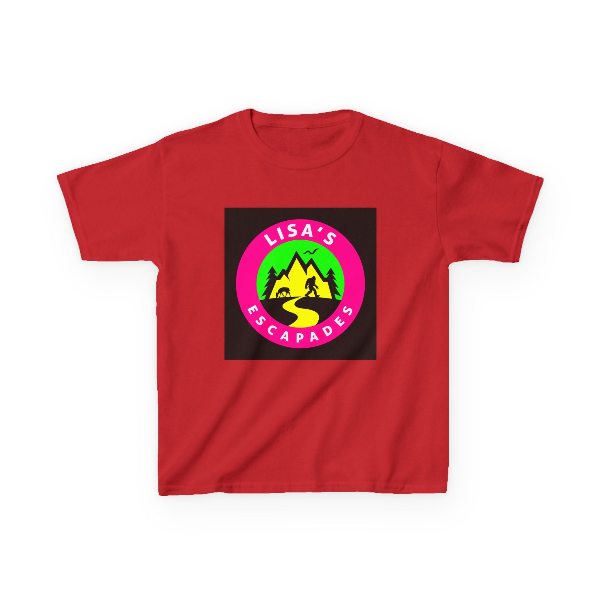 Kids Tee — "Lisa's Escapades" Colorful Mountain Adventure Logo