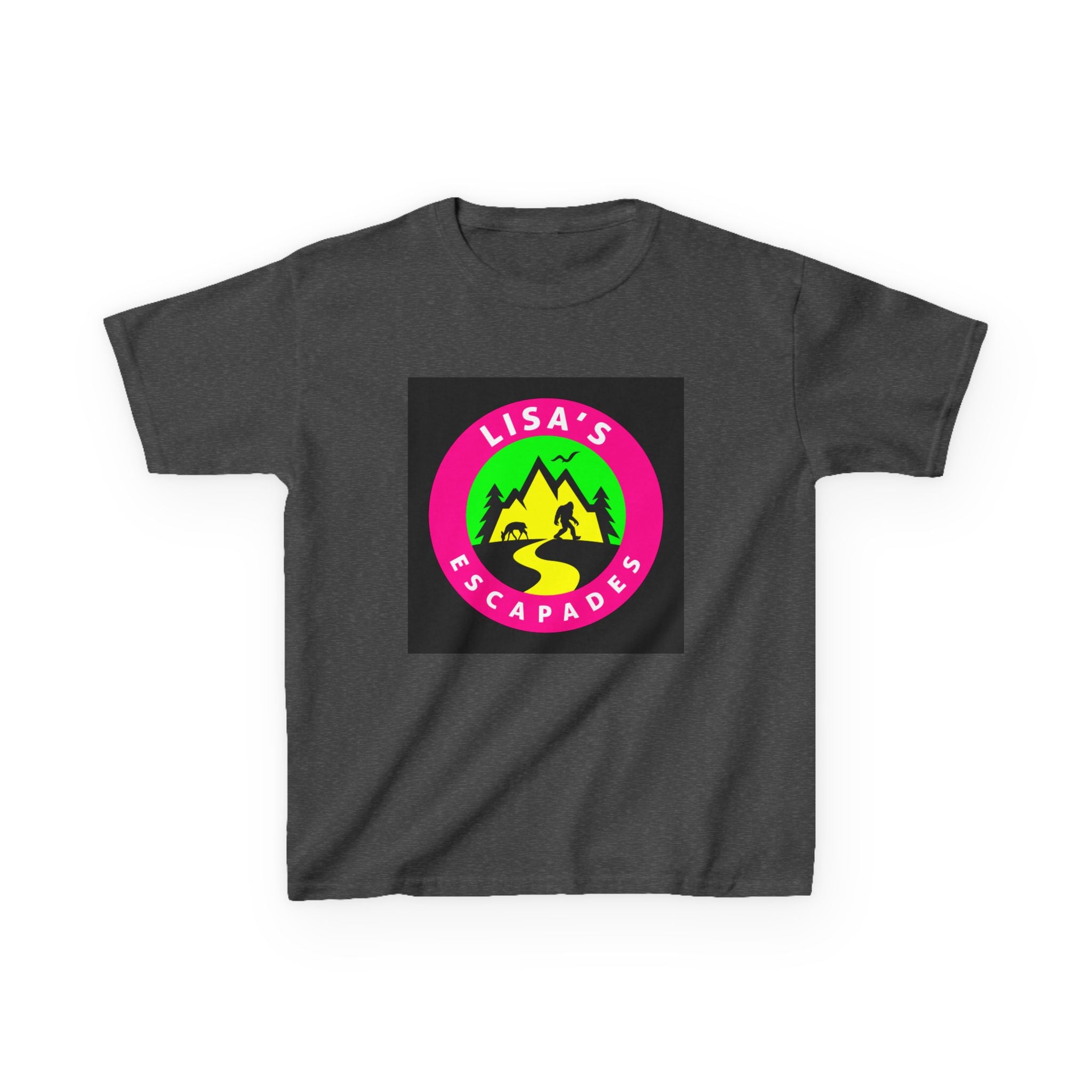 Kids Tee — "Lisa's Escapades" Colorful Mountain Adventure Logo
