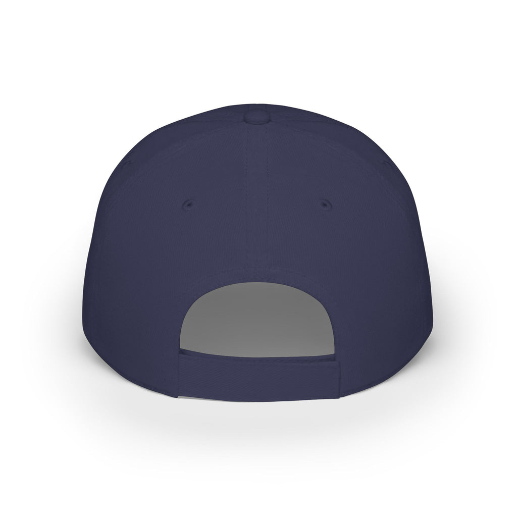 Red Low-Profile Baseball Cap with Pink Circle Mountain Patch
