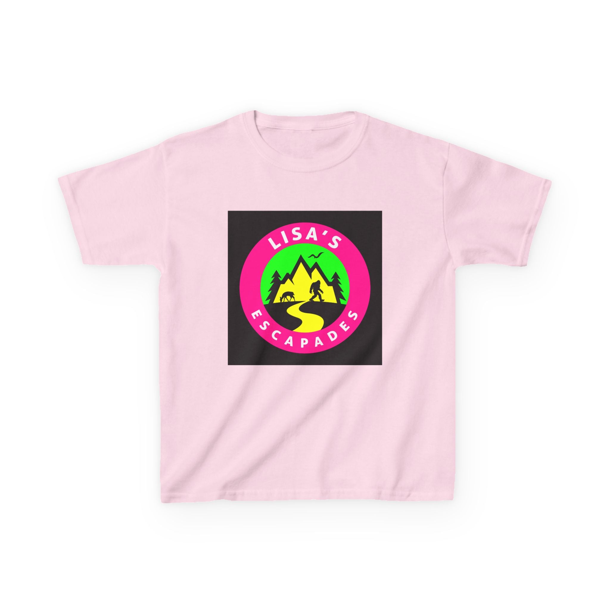 Kids Tee — "Lisa's Escapades" Colorful Mountain Adventure Logo