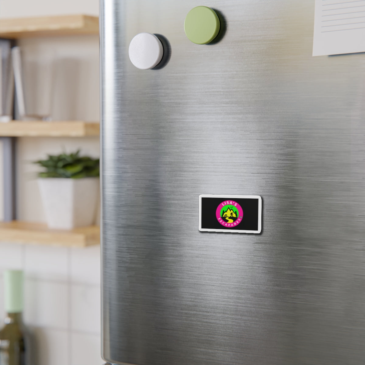 Die-Cut Magnet — "Lisa’s Escapades" Outdoor Adventure Logo Sticker