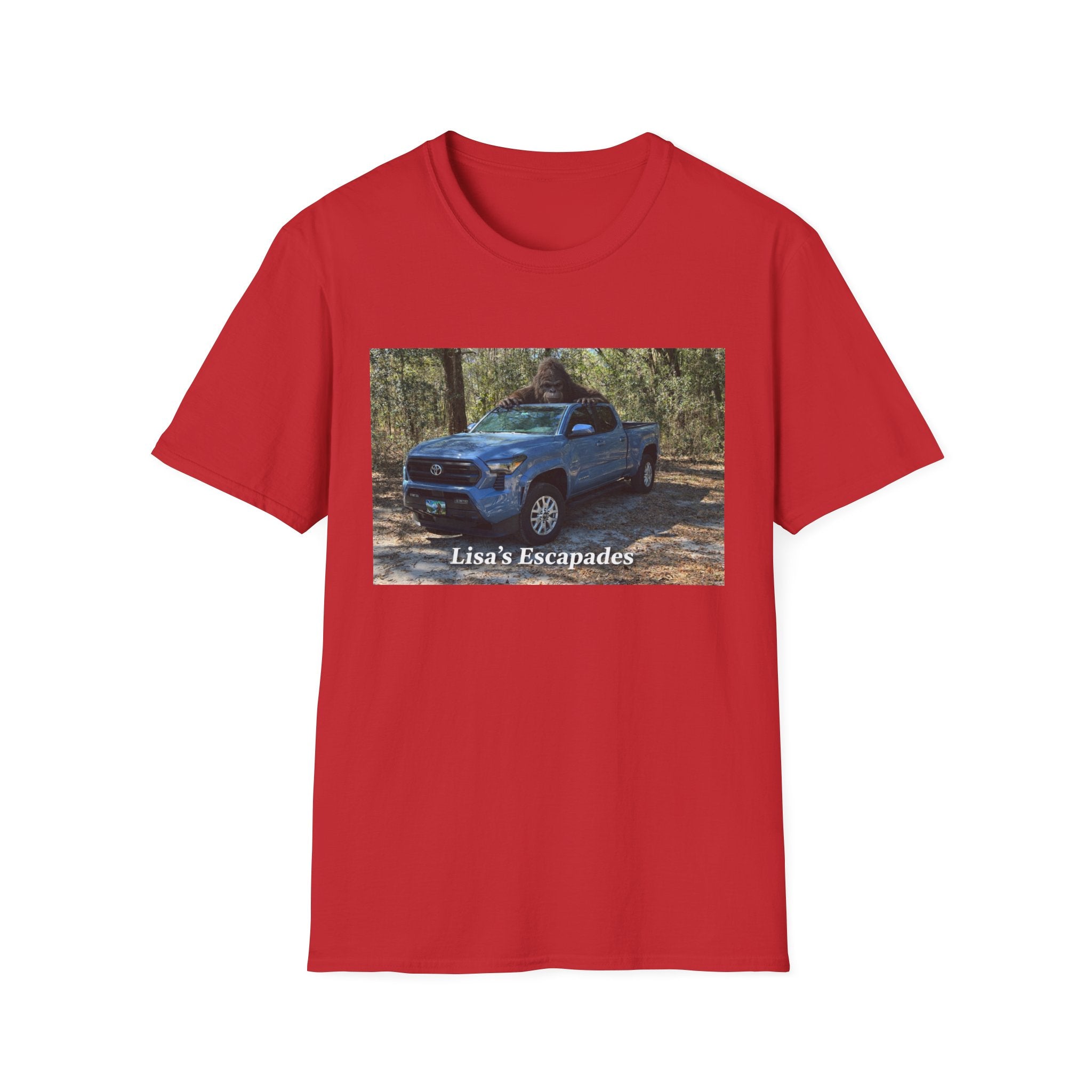 T-Shirt — "Lisa's Escapades" Blue Truck Outdoors Graphic
