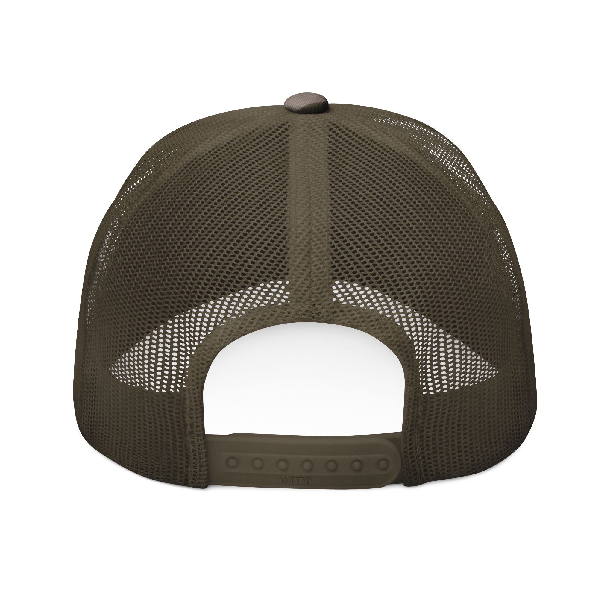 Camo Trucker Hat — Embroidered Pink & Yellow Patch